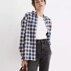 New Madewell Flannel Sunday Shirt Delgany Plaid NB548